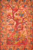 orange tree of life tapestry cotton twin bed cover cool dorm wall hanging-Jaipur Handloom