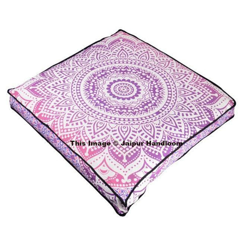 Ottoman Pouf Cover Mandala Indian Square Floor Pillow Seating Cover Dog Day Bed-Jaipur Handloom