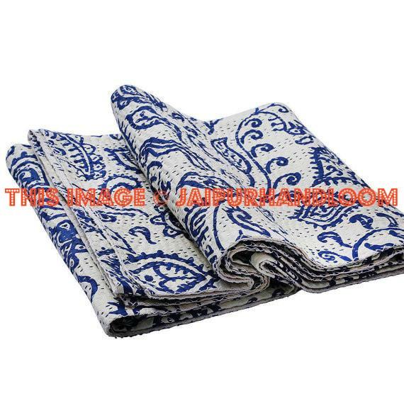 paisley kantha throw blanket