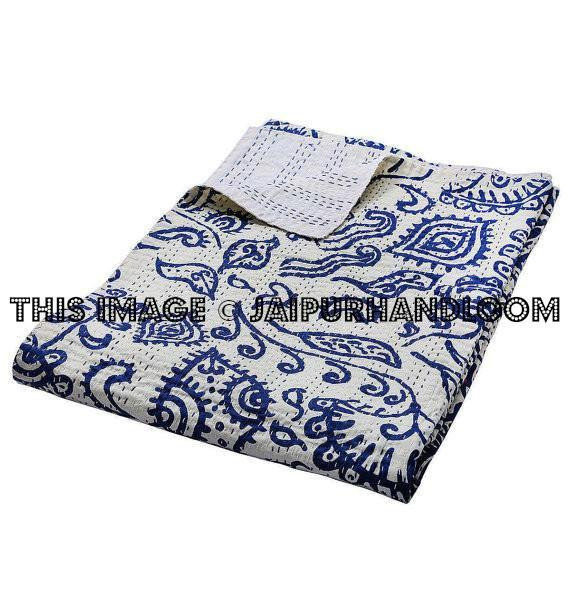 paisley kantha throw blanket