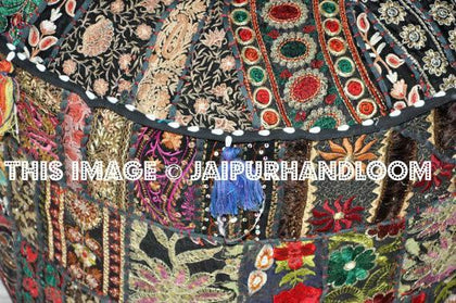 patchwork pouf-Jaipur Handloom