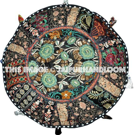 patchwork pouf-Jaipur Handloom