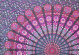 pink and purple mandala bed cover in queen size psychedelic dorm tapestry-Jaipur Handloom