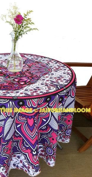 pink elephant mandala tapestry tablecloth sofa couch cover for dorm room-Jaipur Handloom