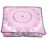 Pink Ombre Mandala Floor Pillow 35" Square Indian Meditation Cushion Cover-Jaipur Handloom