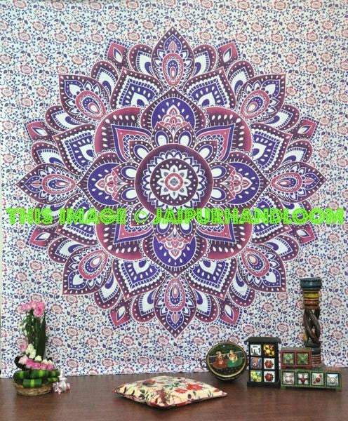 pink ombre tapestry mandala tapestries hippie bedding dorm room decor-Jaipur Handloom