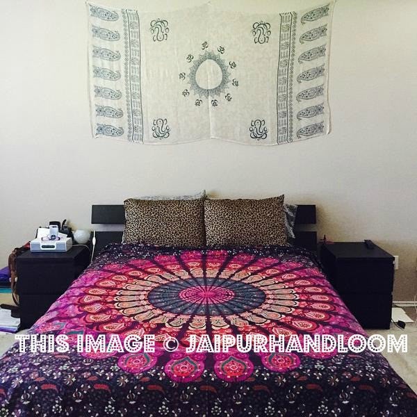 pink & purple bohemian bedcover cheap dorm tapestries wall hanging-Jaipur Handloom