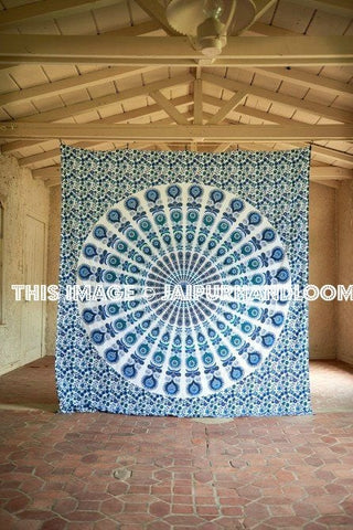 psychedelic mandala wall hanging bohemian tapestry cotton beach throw mat-Jaipur Handloom