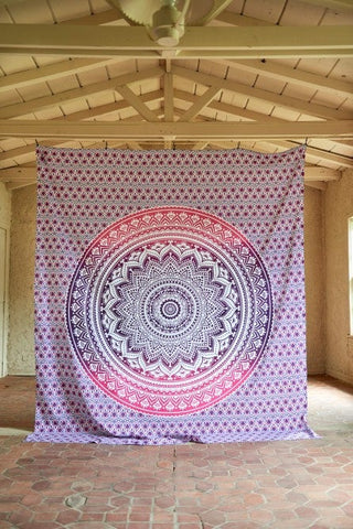 psychedelic mandala wall hanging yoga mat cotton tablecloth sofa cover-Jaipur Handloom