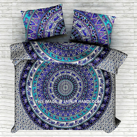 psychedelic queen bedding set cotton bedsheet and matching pillows-Jaipur Handloom