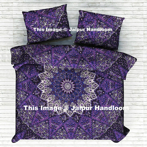 purple star mandala duvet cover set indian bohemian bedding set with pillow cases
