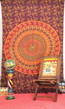 red mandala tapestry hippie trippy tapestries cool dorm wall hanging-Jaipur Handloom