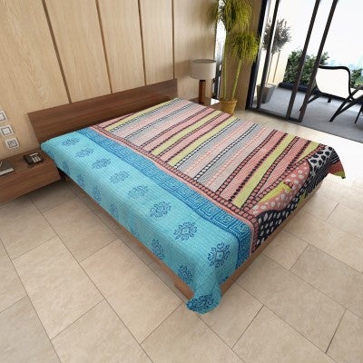 reversible kantha baby blanket vintage kantha bedspread twin sofa throw-Jaipur Handloom
