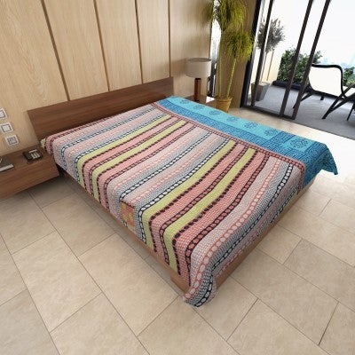 reversible kantha baby blanket vintage kantha bedspread twin sofa throw-Jaipur Handloom