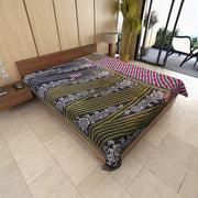 reversible kantha blanket hand stitched vintage kantha bedspread quilt-Jaipur Handloom