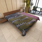reversible kantha blanket hand stitched vintage kantha bedspread quilt-Jaipur Handloom