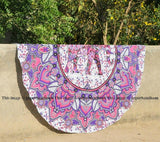 round sofa throw cover elephant mandala round bedspread blanket-Jaipur Handloom