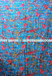 sari indian quilt floral Kantha Quilt Queen Kantha Quilt Quilted Bedspreads, Throws, Ralli, Gudari Handmade Tapestery REVERSIBLE Bedding-Jaipur Handloom