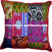 set of 10 silk patola kantha cushions decorative pillows for couch-Jaipur Handloom