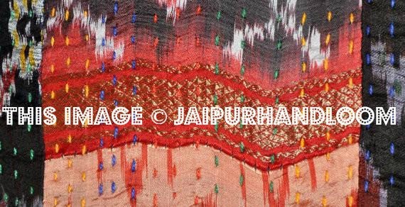 set of 10 silk patola kantha cushions decorative pillows for couch-Jaipur Handloom