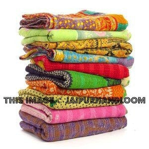 set of 5pc wholesale Sari Quilts Throws - Fair Trade-Jaipur Handloom