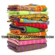 set of 5pc wholesale Sari Quilts Throws - Fair Trade-Jaipur Handloom