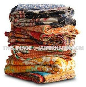 set of 5pc wholesale Sari Quilts Throws - Fair Trade-Jaipur Handloom