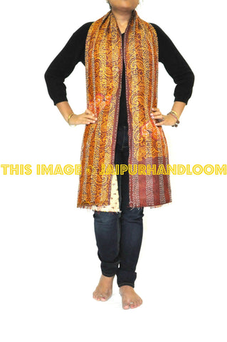silk kantha scarf - Datura-Jaipur Handloom