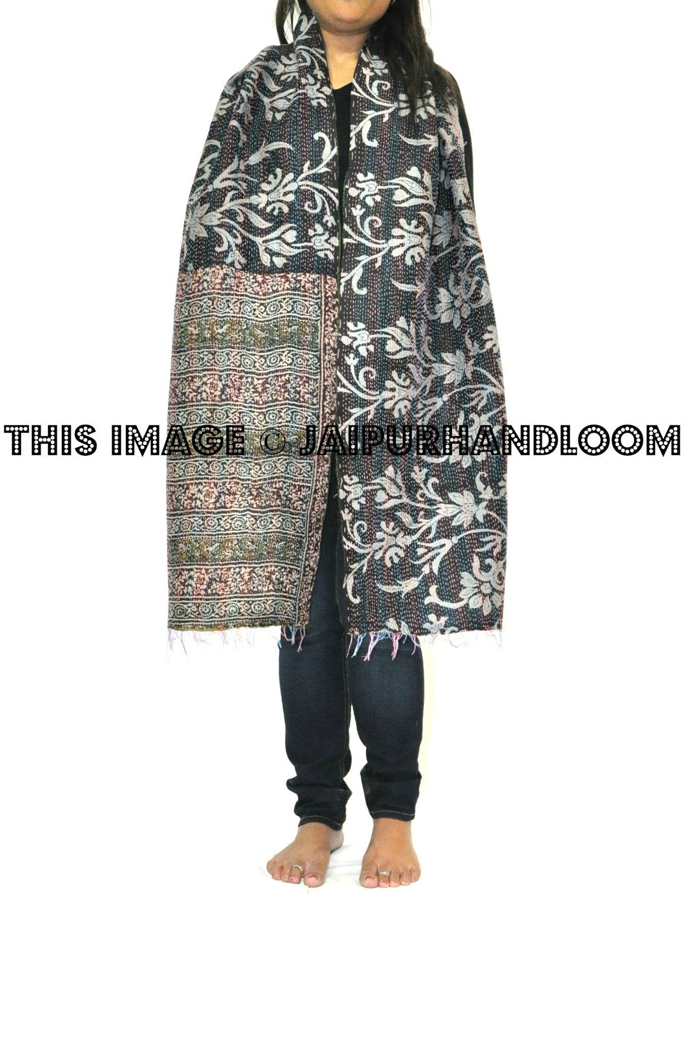 silk kantha scarf - Lily-Jaipur Handloom