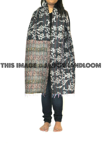silk kantha scarf - Lily-Jaipur Handloom