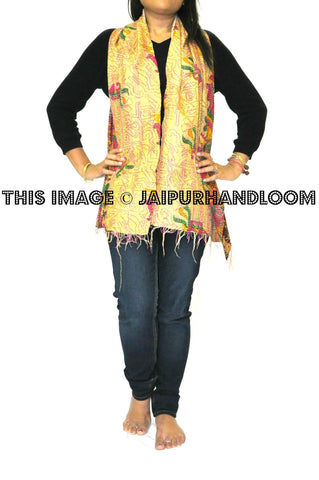 silk kantha scarf - Periwinkle-Jaipur Handloom