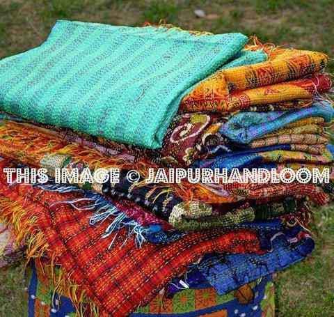 silk kantha scarf wholesale 10 pc-Jaipur Handloom