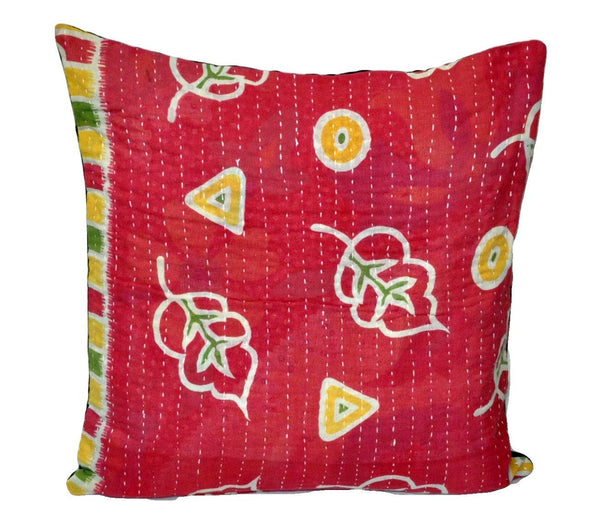 soft cotton fabric kantha pillows indian handmade cushion cover - 44-S-Jaipur Handloom
