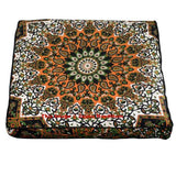 Star Mandala Square Floor Cushion cover Bohemian Indian Pouf Ottoman-Jaipur Handloom