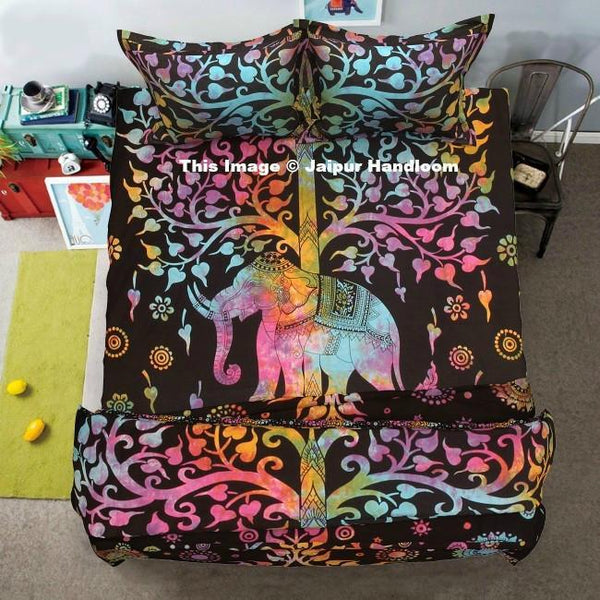 tie dye good luck elephant bedding set with duvet cover and pillows