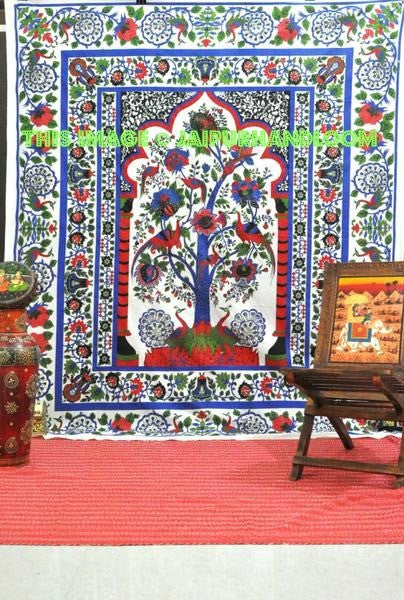 tree of life fabric wall hanging tree of life tapestries Bedspread Queen-Jaipur Handloom