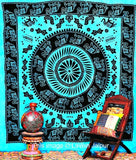 turquoise dorm tapestry psychedelic college room wall hanging-Jaipur Handloom
