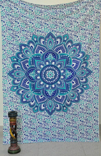 twin floral bedspread cute baby blanket hippie trippy dorm tapestry-Jaipur Handloom