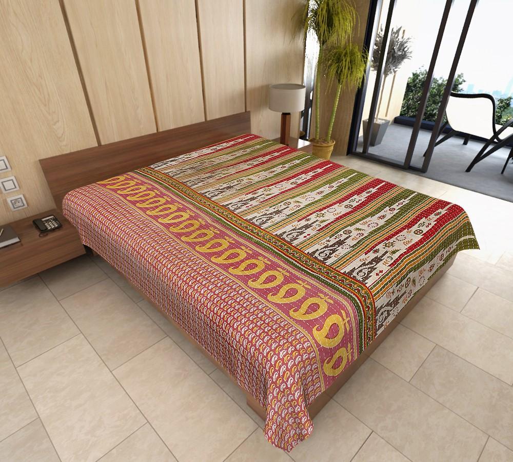 Twin Kantha Bedding Bohemian Vintage Kantha Bedspread Blanket-Jaipur Handloom