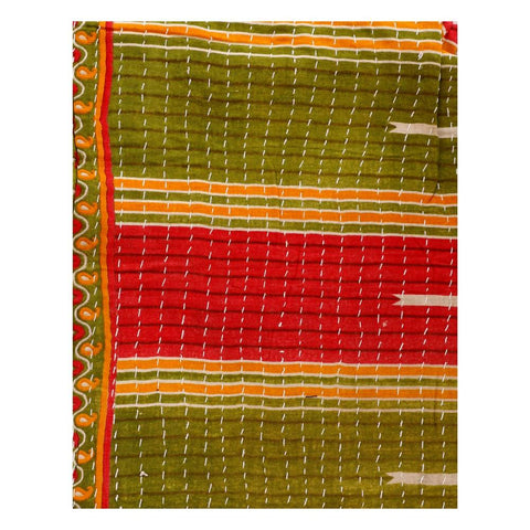Twin Kantha Bedding Bohemian Vintage Kantha Bedspread Blanket-Jaipur Handloom