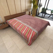 twin kantha bedspread indian sari quilted bedding vintage kantha throw-Jaipur Handloom