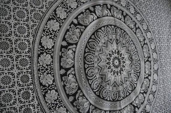 twin mandala coverlet bedding bohemian wall tapestries wall decor-Jaipur Handloom