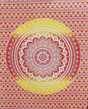 Twin orange ombre tapestry boho tapestry orange Mandala Tapestry for Dorm-Jaipur Handloom