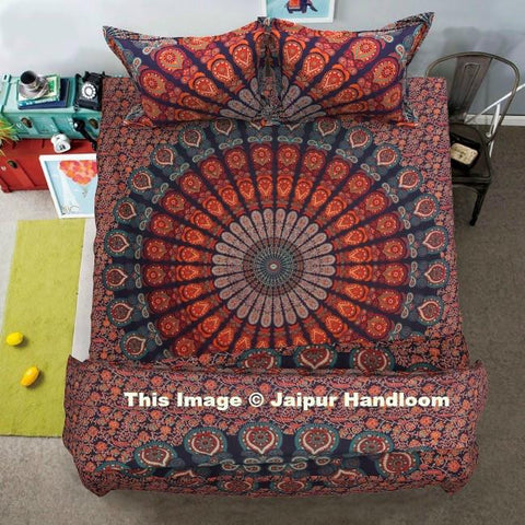 Urban Mandala 4pc Duvet cover set with Bedsheet and matching pillows-Jaipur Handloom