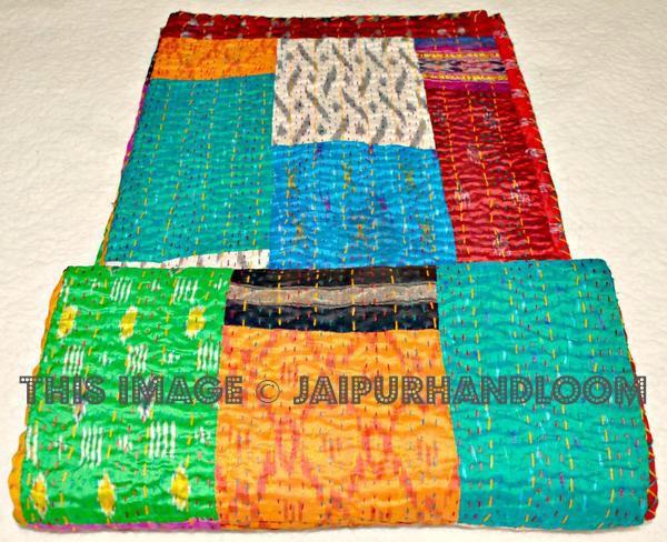 vintage kantha blankets silk kantha throws sari blankets Patola-Jaipur Handloom