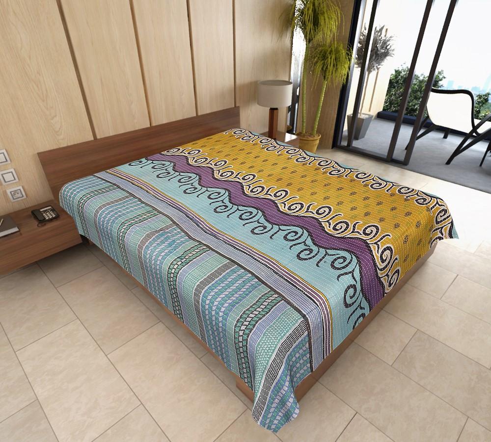vintage kantha throw fair trade buy online bohemian baby blanket-Jaipur Handloom