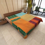 Vintage Kantha Throw Indian Handmade Kantha Quilt Bedspread-Jaipur Handloom