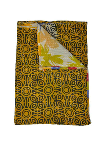 bohemian kantha bed cover, indian kantha coverlet bedspread | Jaipur Handloom