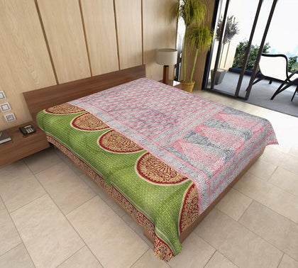 Vintage sari kantha throw gudri - AS40-Jaipur Handloom