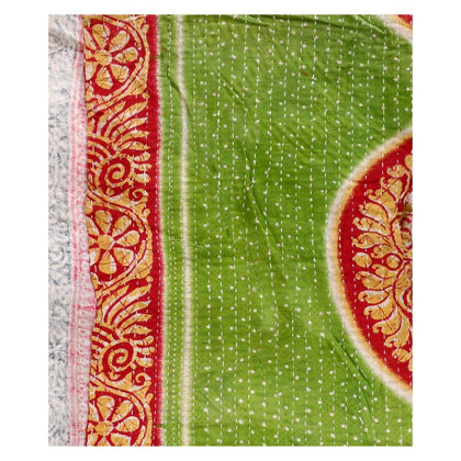 Vintage sari kantha throw gudri - AS40-Jaipur Handloom